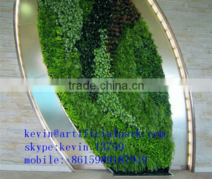 Decorations artificial living wall for indoor plastic big green leaves fake vertical green wall