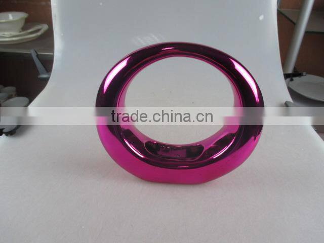 electroplated gold round ceramic vase
