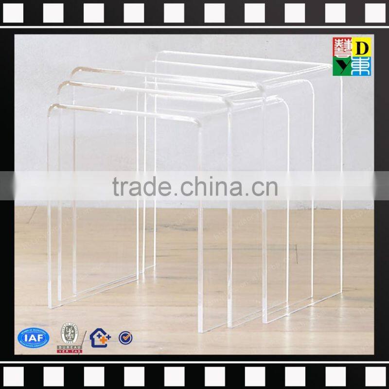 Round PMMA furniture tables transparent acrylic coffee table from shenzhen yidong