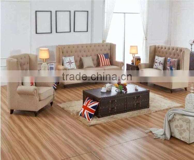 2016 new arrival European beige fabric sofa designs with crystal buttons SF004