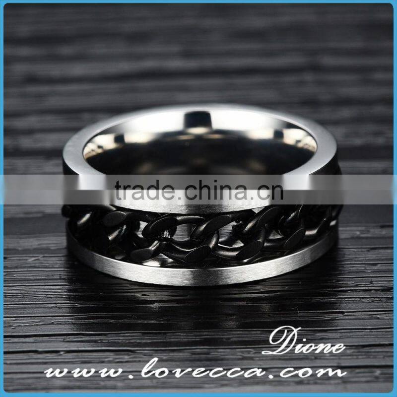 High quality Mens Black Smooth Titanium Stainless steel Biker Ring