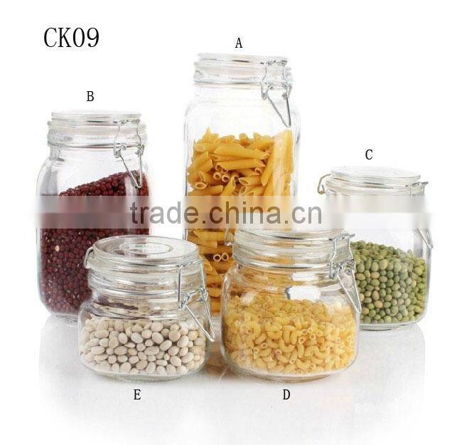 zibo cheap simple clear airtight empty glass jar with clamglass lid