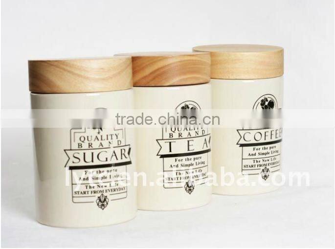 ceramic porcelain canister set,ceramic tea sugar coffee jar, ceramic canister,airtight canister with bamboo lid