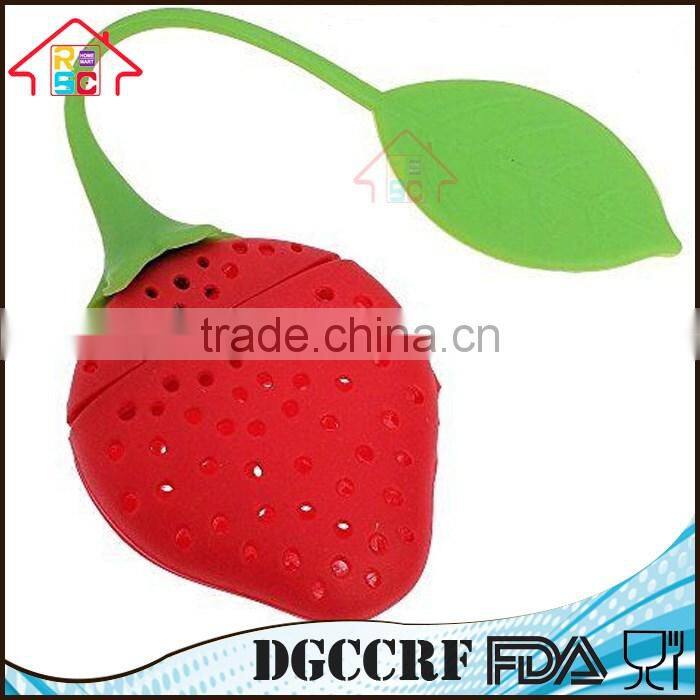 NBRSC Reuseable Silicone Strawberry Shape Tea Bag Filter Infuser Holder Strainer