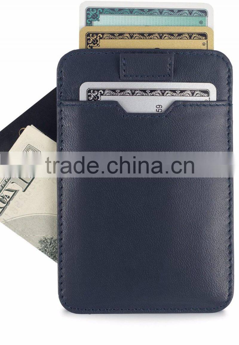 Italian Leather Ultra Thin Card Holder Slim Card Sleeve Wallet with RFID Protection