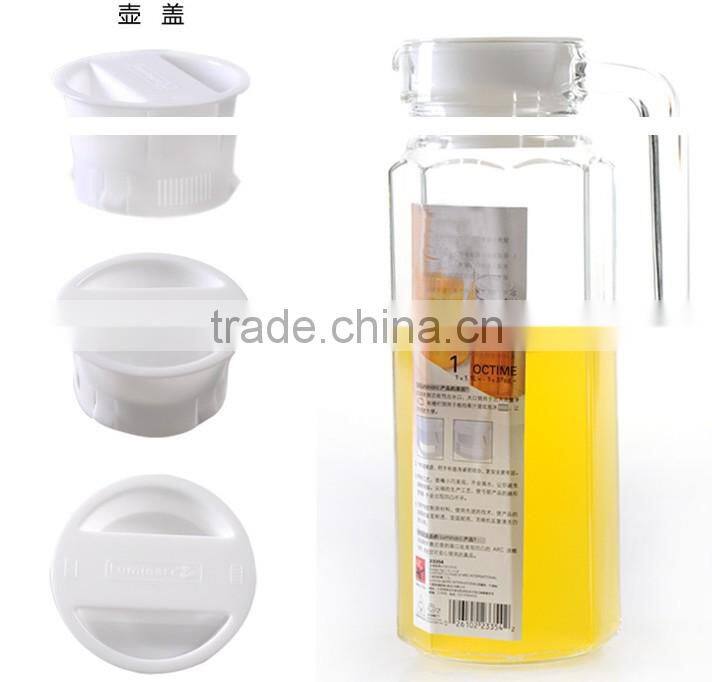 Shanghai popular 1L high clear juice octagonal glass jug