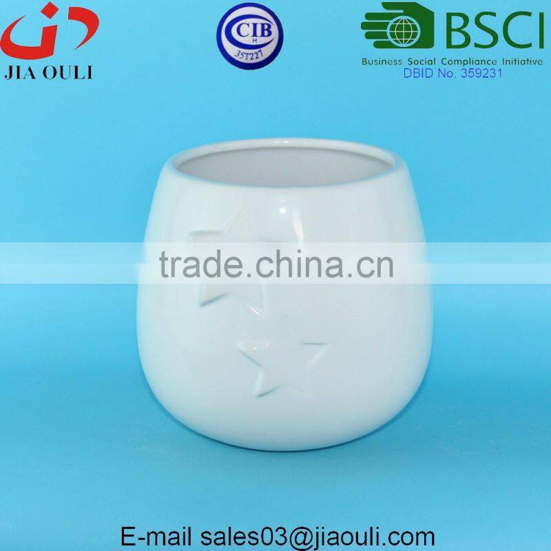 Grey sand surface ceramic Ball shape flower pot