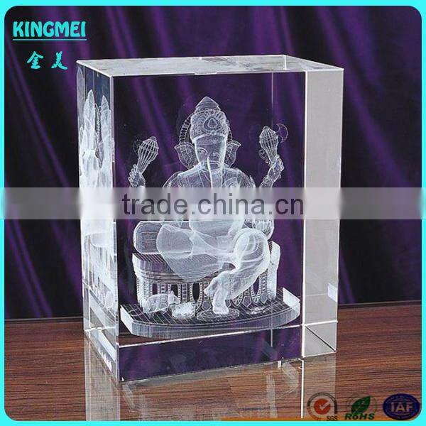 Custom made cheap figure of buddha acrylic crystal 3D laser optical award and trophy