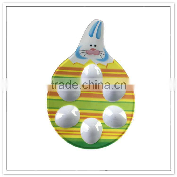 Rabbit design melamine egg trays, funny 6pcs plastic quail egg tray