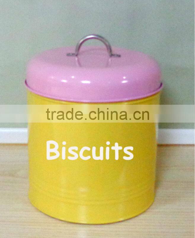 Round Metal Biscuit Canister