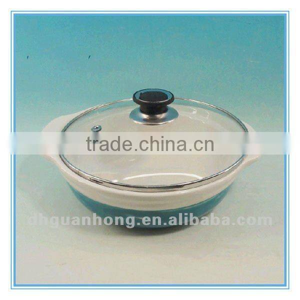 New design ceramic soup bowl with glass lid