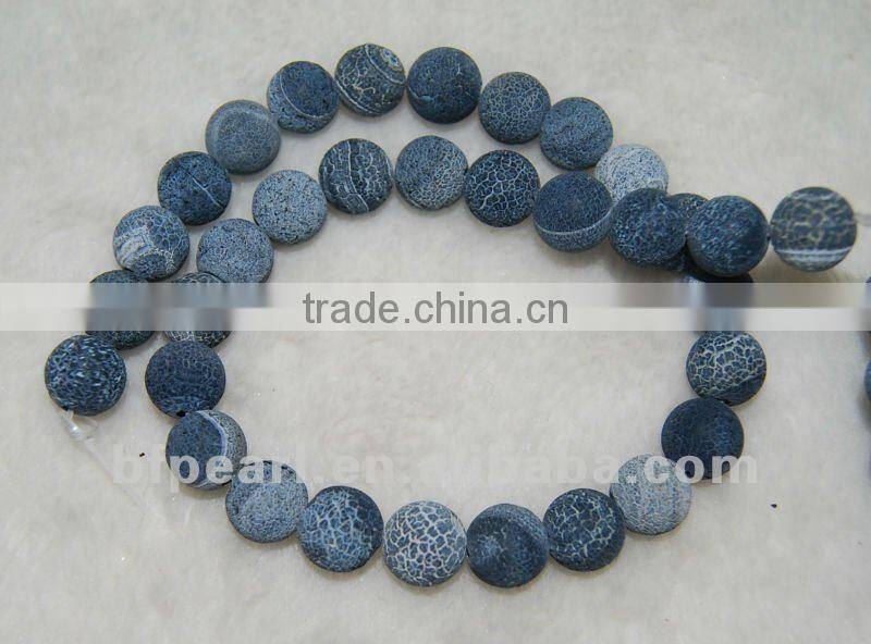 wholesale16" 8mm round black frosted agate beads