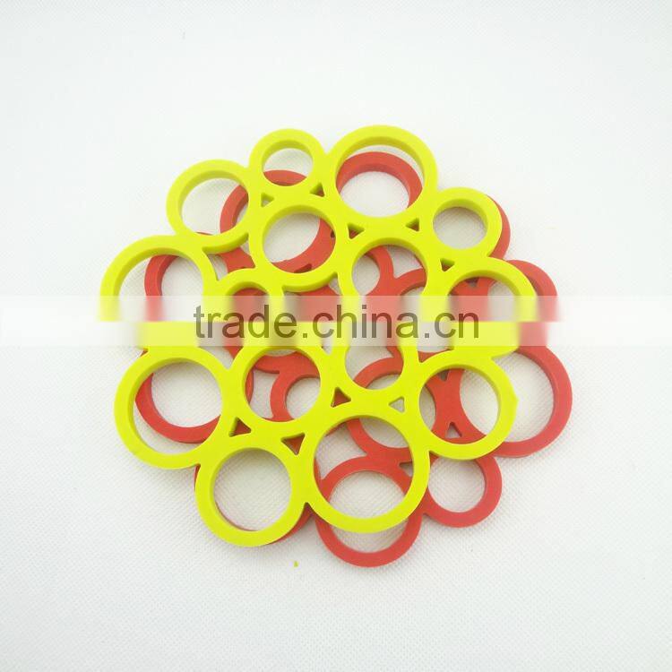 FDA food grade round circle flower shaped silicone pot pan cup holder pad