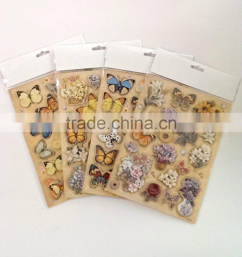 Vivid Animal Embossed Paper Sticker, Paper Sticker with Cat pattern for Decoration