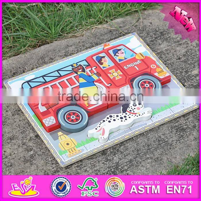 2016 new design children educational toy wooden 3d puzzle car W14D018