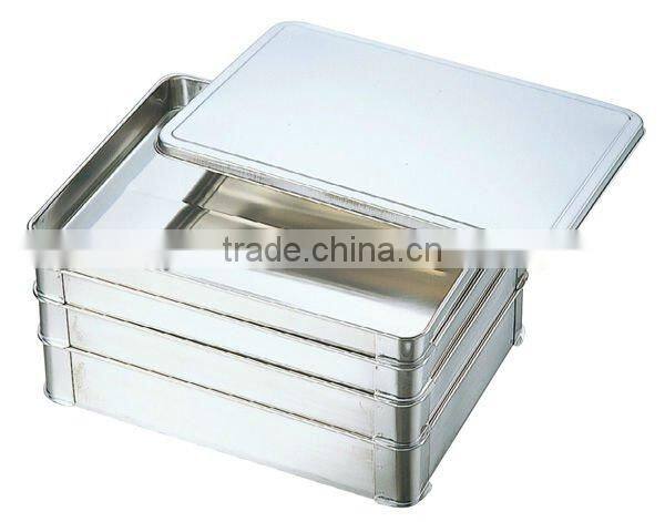 SUS304 Stainless Steel Food Tray and Lid for Dumpling Tray Gyoza Container