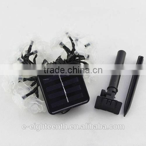 2016 new hot sale Multicolor Rose string lights solar garden lights 20led outdoor Fairy Light