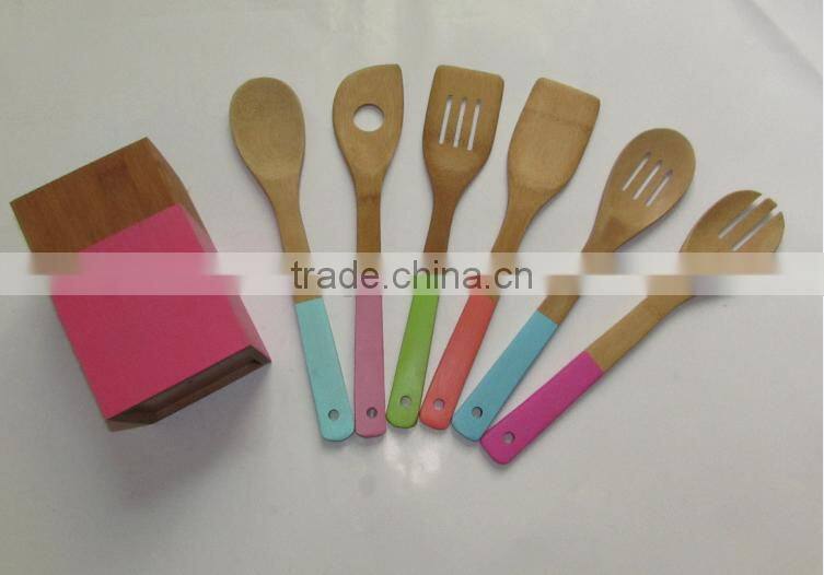 new design color bamboo dinner set with 6pcs/colorful flatware set