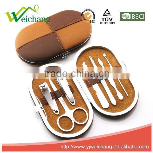 WCJ967 High Quality PU leather Cover Man Manicure Set Nail Care Tools and Equipment