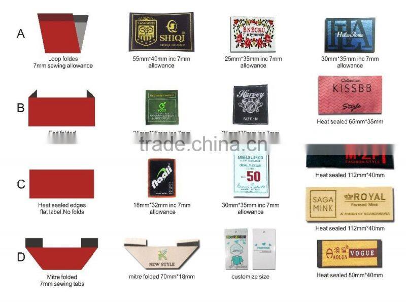 2016 New manufactured woven white size labels