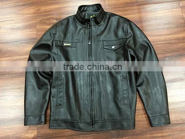 Mens black PU jacket stock