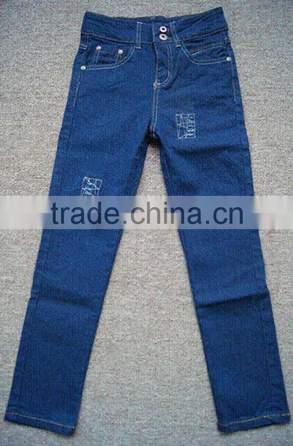 factory supply embroidery blue high-rise jeans stock lot
