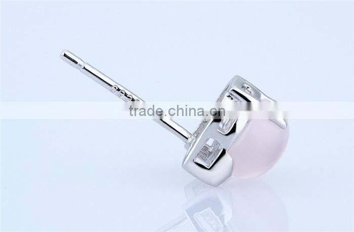 Oxidized Rose Quartz Silver lovely cat stud earring women earring jewelry cat jewelry