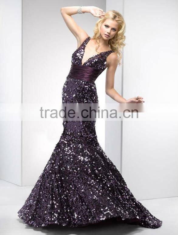 dark purple full beads bandage dress