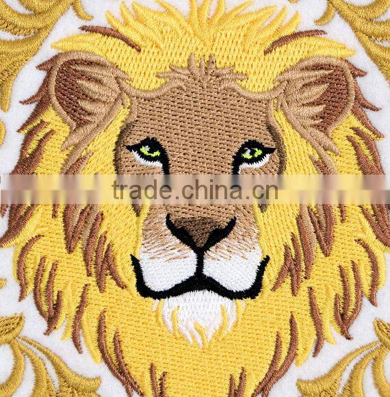Custom high quality embroidered lion patch for clothes embroidery patch made in china choose size/color