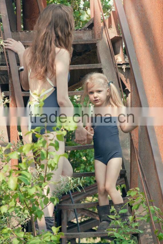 Baby girl tight swimsuit solid grey vintage beach swimwear mommy and me clothes