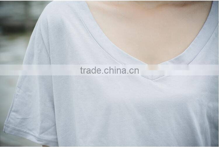 T-shirt female loose big yards of cotton short sleeve pure color in summer