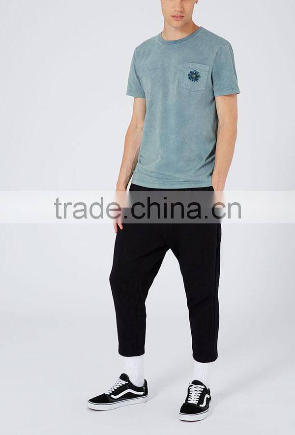 China high-end short sleeve enzyme wash blue t shirts