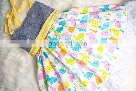 2017 New Arrive Littler Girls Easter Bunny Halter Dress Baby Kids Cute Holiday Clothing