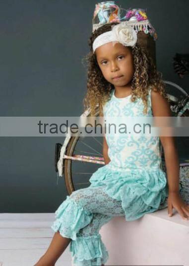 Latest design cotton pants for baby children girls tripple ruffle pants ballon knit pants in any colors