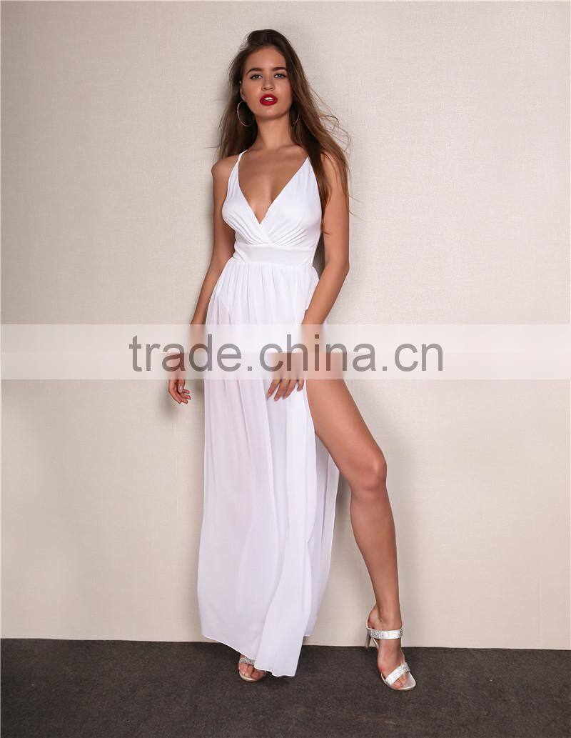Runwaylover 029 New Fashion 2017 Ladies Sexy Deep V-Neck Maxi Dresses