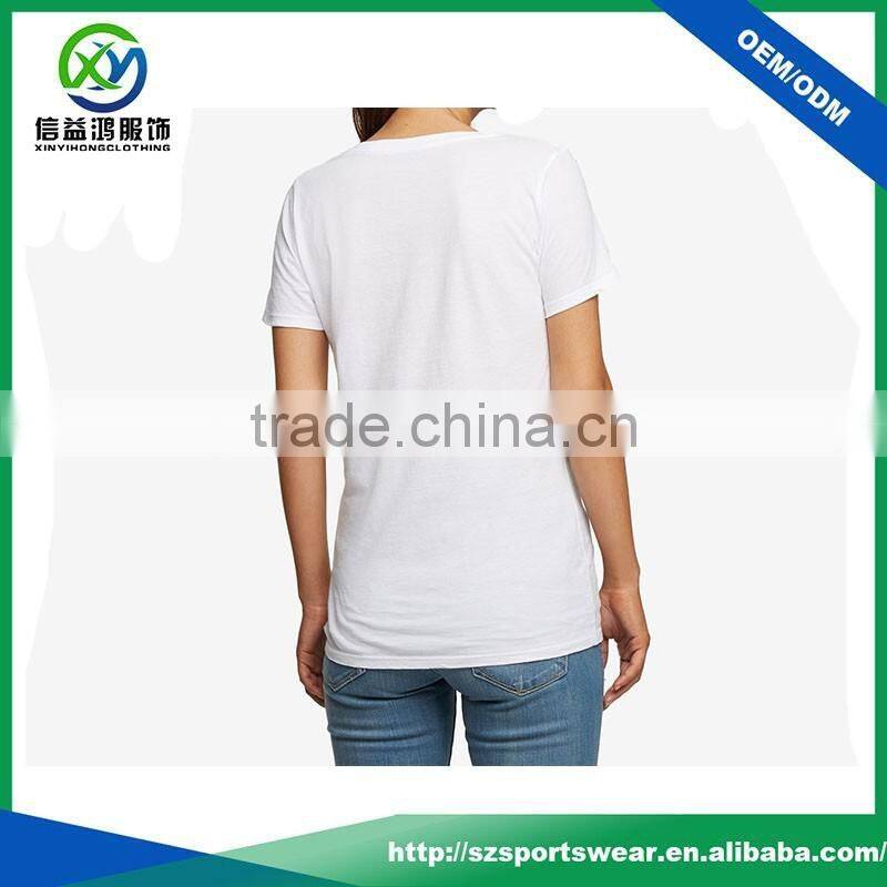 Latest shirt designs organic cotton soft white short sleeve t shirt for women