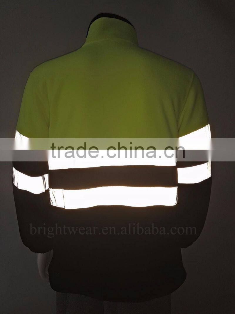 Men's top two-color high visibility polar jacket safety sweatshirt with reflective tapes