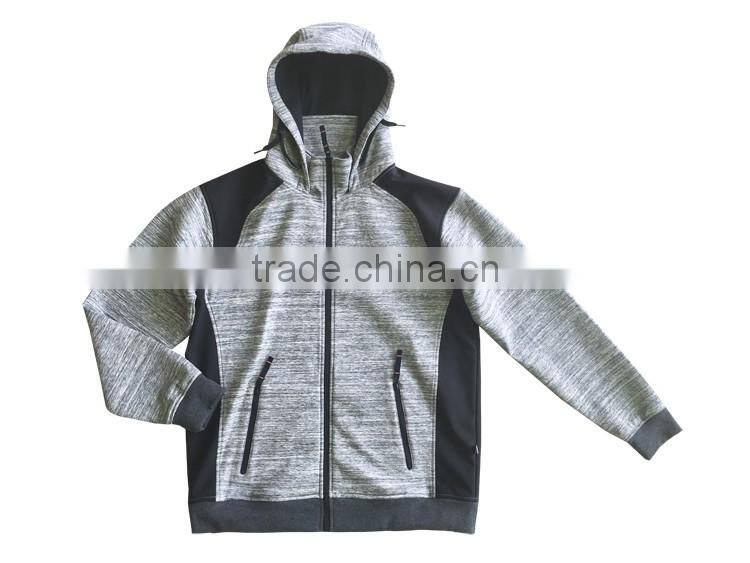 OEM cheap mens knitted softshell melange fleece jacket winter coats