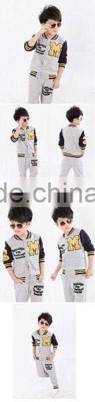 Fashion New New Style Boys Clothing Set Kids Letter M 2 pcs Cotton Coat And Child Pants For Fall And Winter Wear