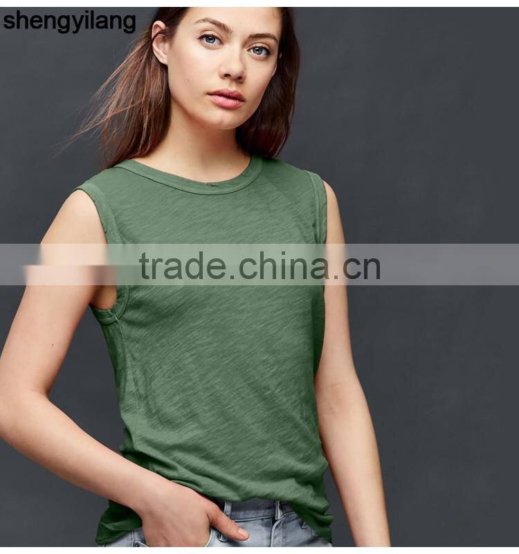 Custom 100% cotton vest women plain tank top wholesale in guangzhou