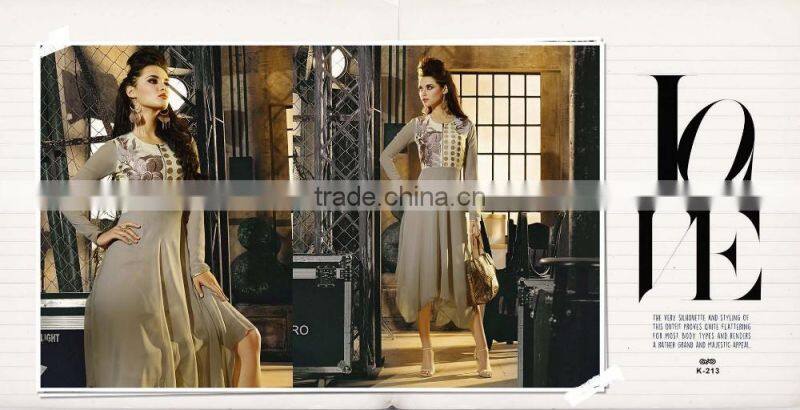 Grey color on embroidery design Bliss Charm Designer Kurtis