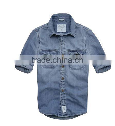 2016 customized men's douglass mountain long sleeve denim shirt