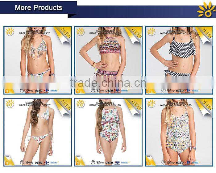 New design custom wholesale cute stripe children swimsuit girls