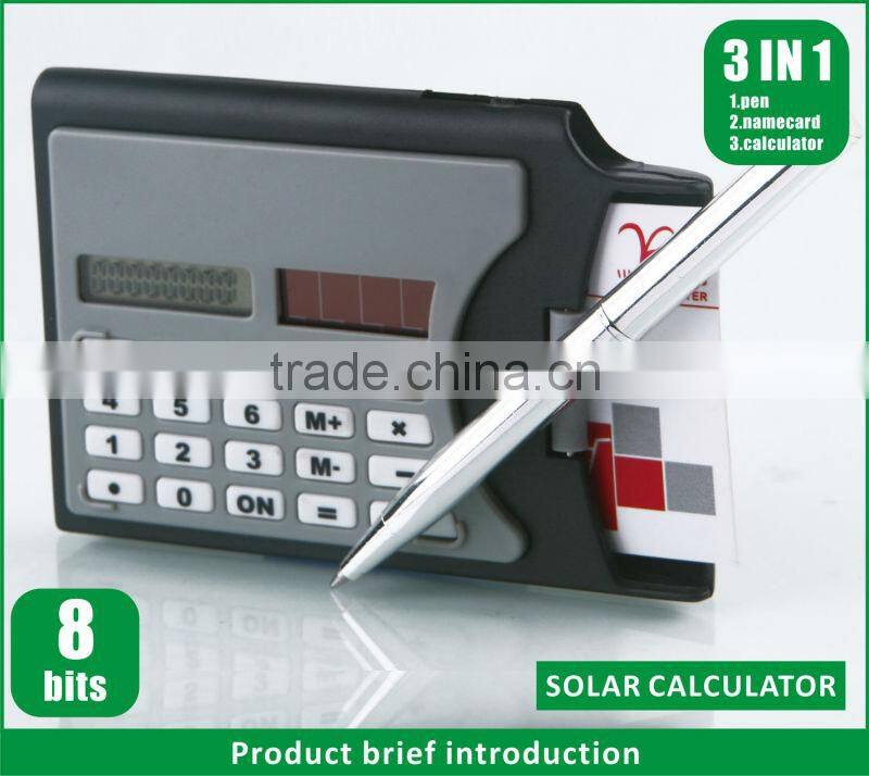 Name card with pen mini slim card solar power pocket calculator XSDC0121