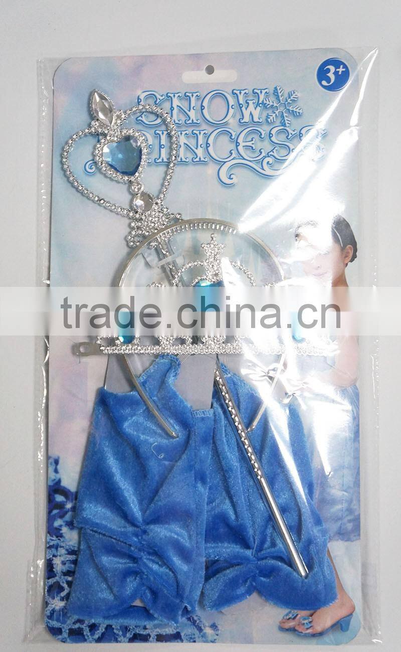 Custom made 3PCS princess tiara & wand set and frozen glove for baby girls