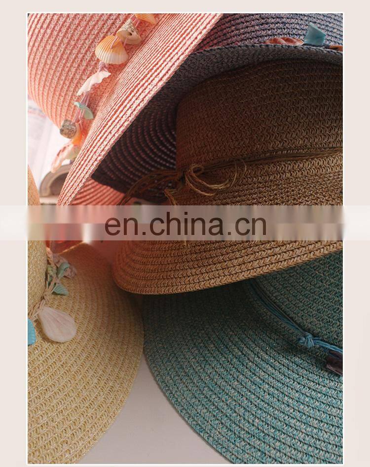 Bohemia Shell String Beads Straw Hat Large Eaves Sunscreen Beach Hat