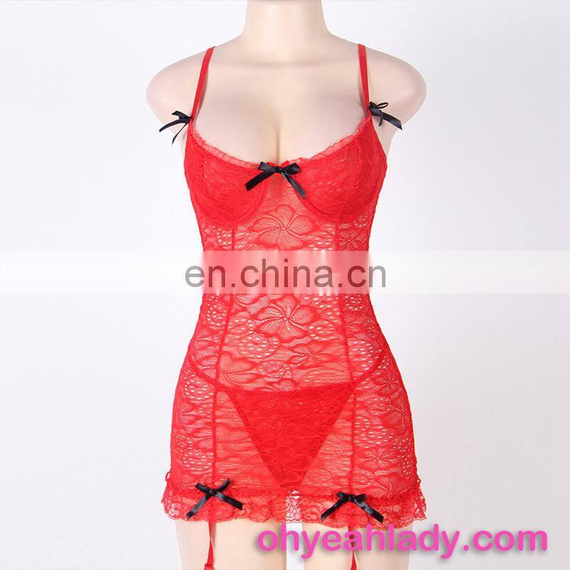 Three Color Four Size Lace See Through Sexy Lingerie for Fat Women
