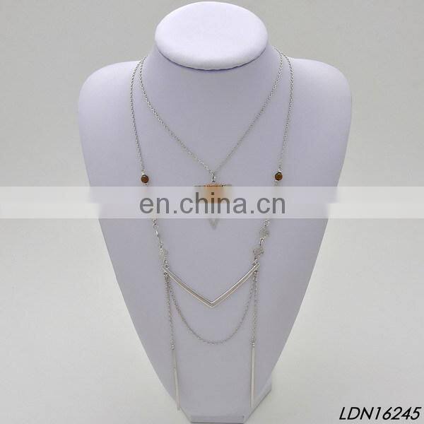 NEW WOMEN SILVER MULTI LAYERS TIE TUXIDO CHAINS WAVE METAL BODY JEWELRY