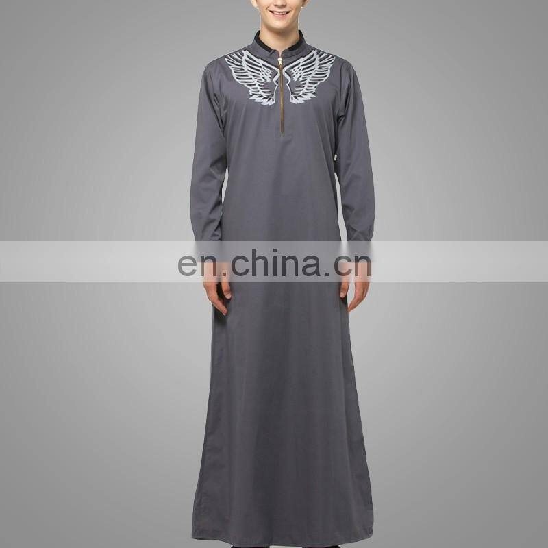 2016Modern Apparel islamic Clothing Man Grey Thobe Muslim Thobe For Man