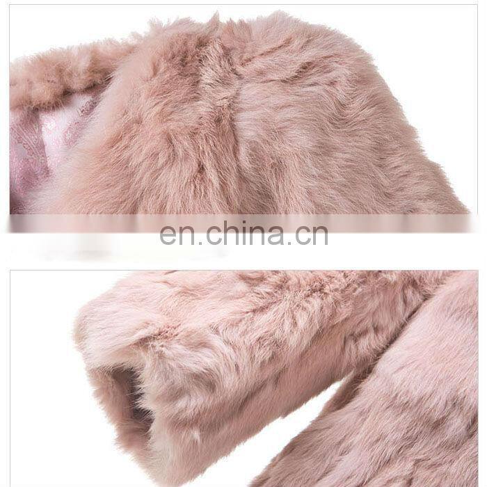 Fashion wholeskin black women winter real rabbit fur jacket